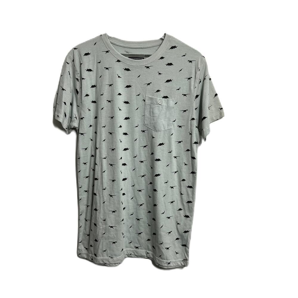 Men's Creative Distinction Dinosaur Short Sleeve Pocket Tee Large Gray Green
